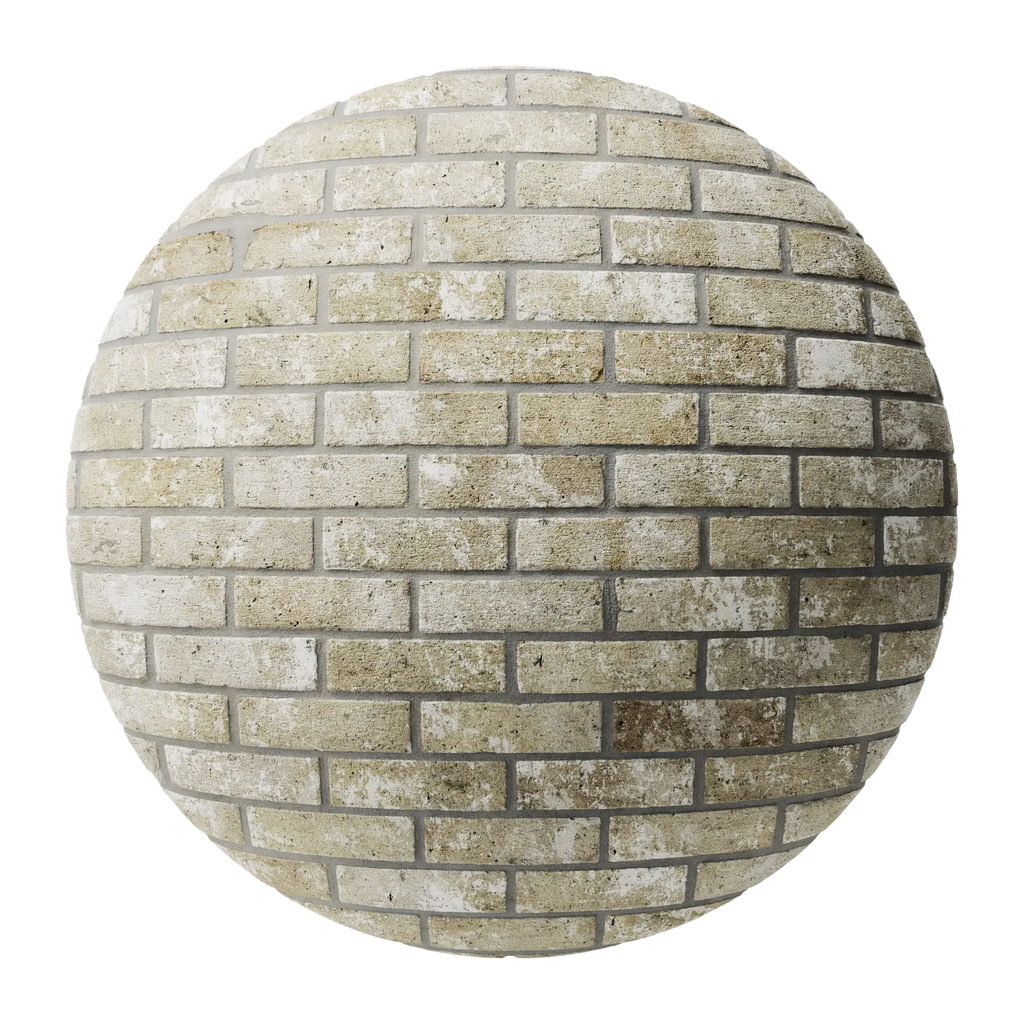 Rustic Cottage Running Bond Buff Brick PBR Texture - Sphere Swatch Preview | Superellipse