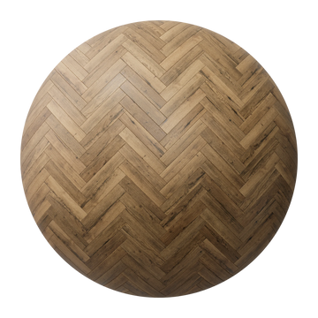 Rustic Oak Wood Herringbone Parquet Floor PBR Texture - Sphere Swatch Preview | Superellipse
