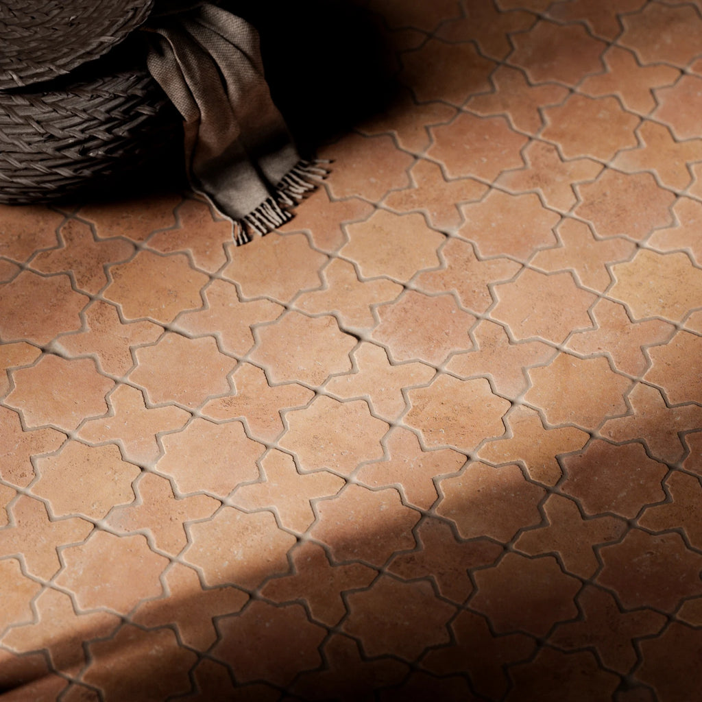 Moroccan Terracotta Traditional Star Tiles PBR Texture - Example Scene Visualization | Superellipse