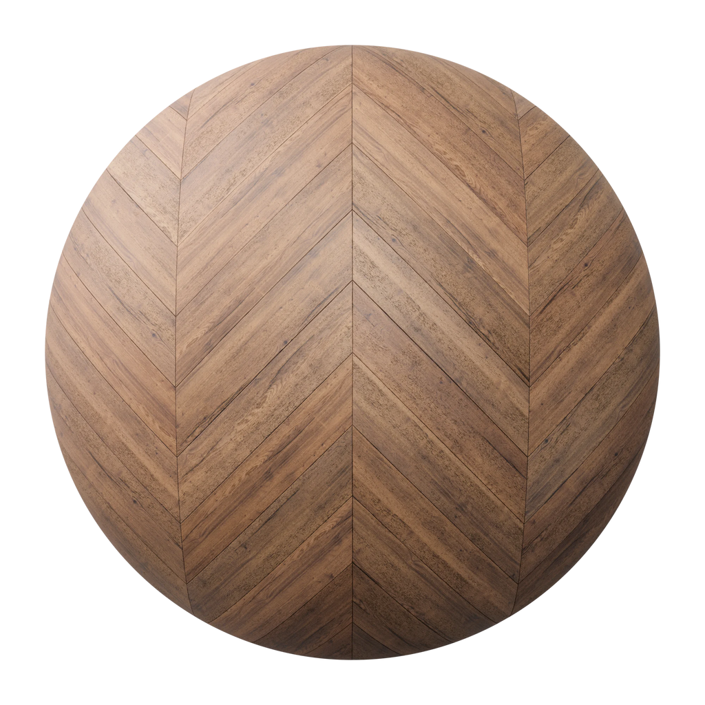 English Chestnut Oak Chevron Wood Floor PBR Texture - Sphere Swatch Preview | Superellipse