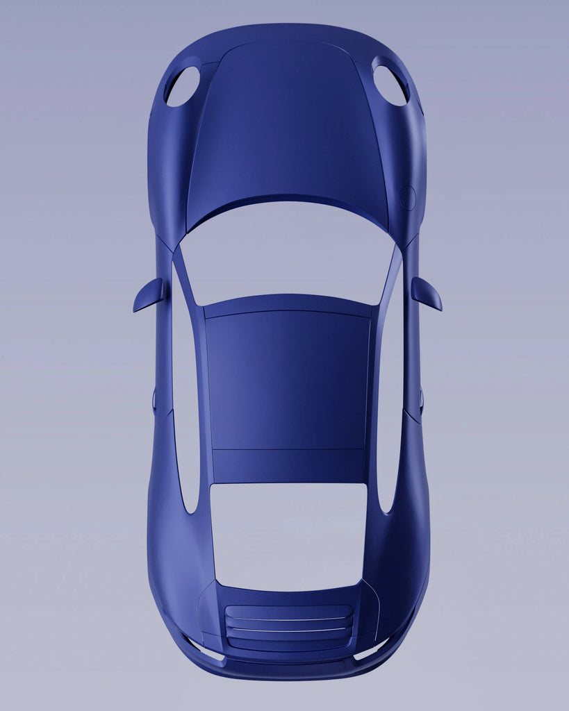 Sapphire Blue Metallic Satin Paint PBR Texture - Example Scene Visualization | Superellipse