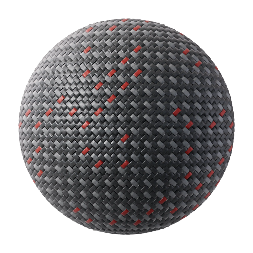 Carbon Tech Red Braided Cord PBR Texture - Sphere Swatch Preview | Superellipse