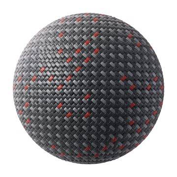 Carbon Tech Red Braided Cord PBR Texture - Sphere Swatch Preview | Superellipse