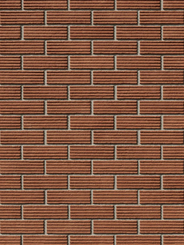 Long Grooved Red Clay Brick Running Bond PBR Texture - Example Scene Visualization | Superellipse