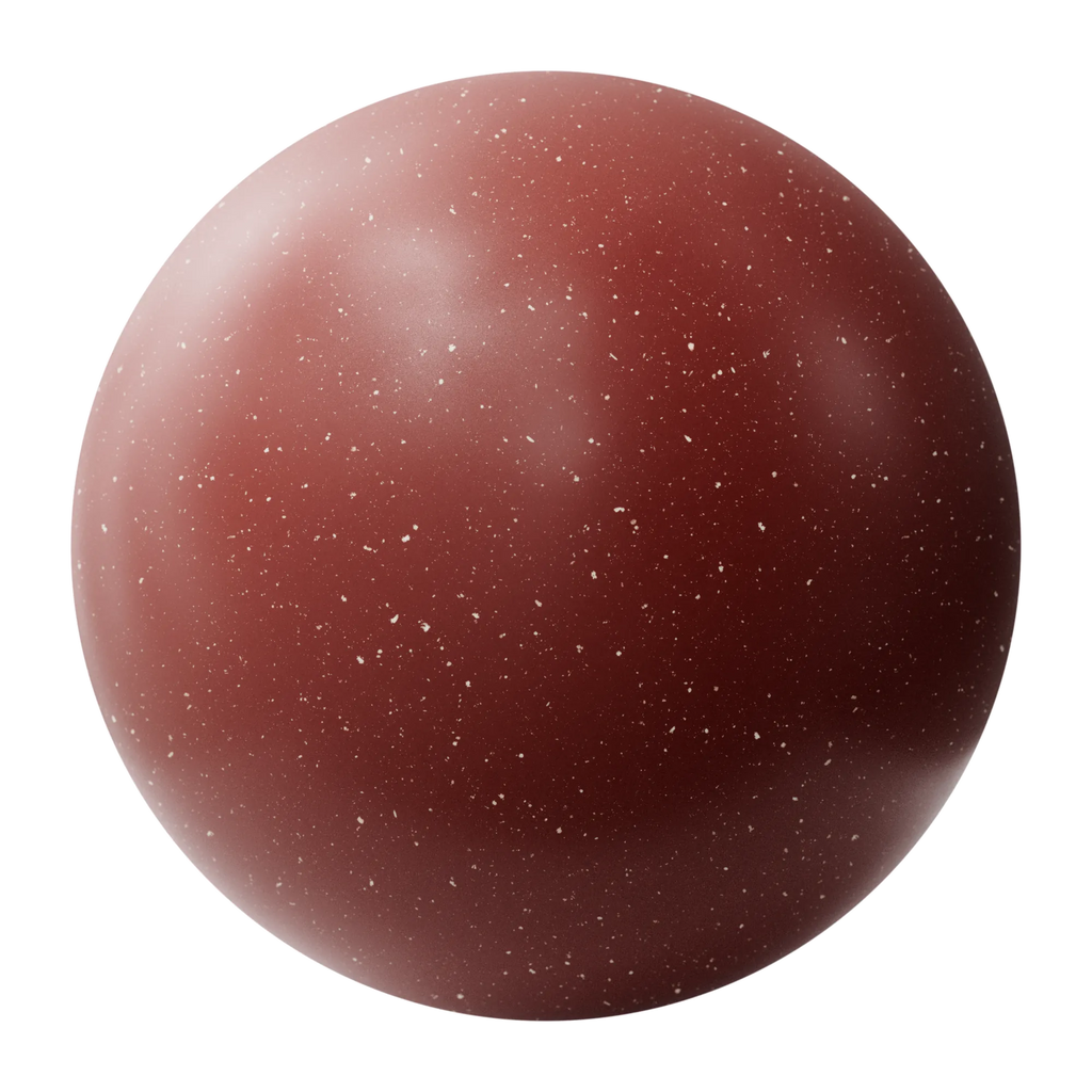 Rich Red Terrazzo Plastic Small PBR Texture - Sphere Swatch Preview | Superellipse