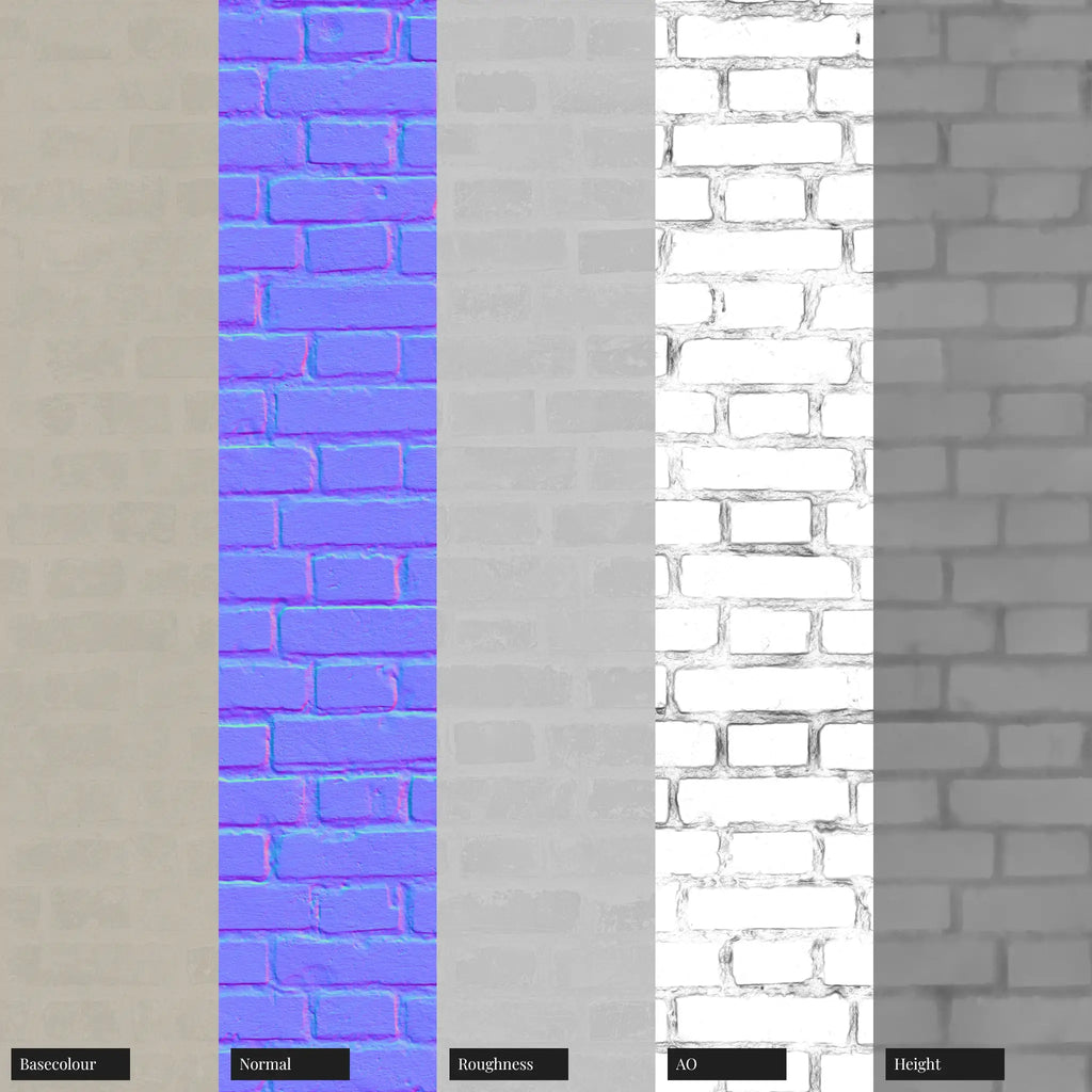 Rustic Painted Brick Elephant Grey PBR Texture - Example Scene Visualization | Superellipse