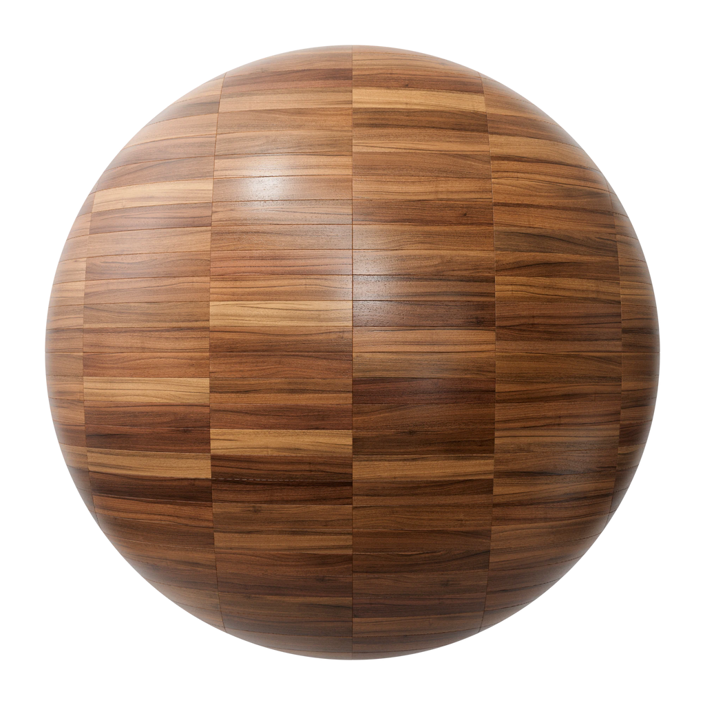 Brazilian Teak Stack Bond Parquet Wood Floor PBR Texture - Sphere Swatch Preview | Superellipse