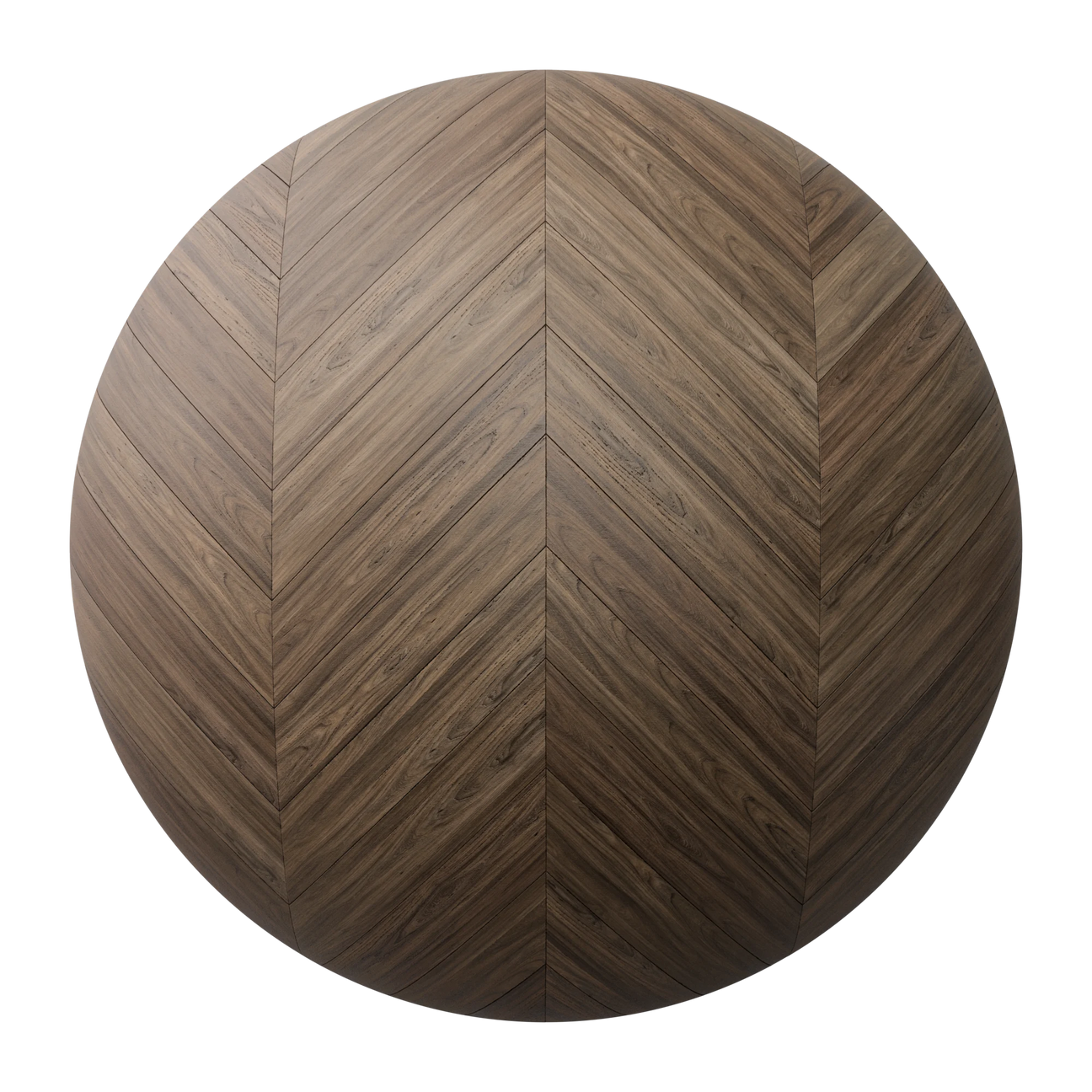 Smokey Walnut Chevron Wood Floor PBR Texture - Sphere Swatch Preview | Superellipse