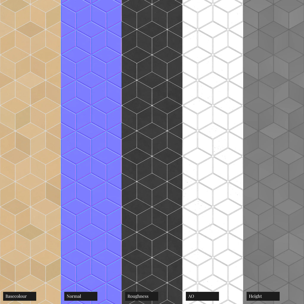 Diamond Matte Sunlight Yellow Tile PBR Texture - Example Scene Visualization | Superellipse