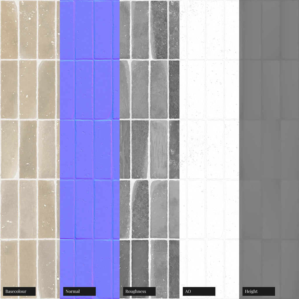 Terracotta Low Fired Yellow Brick Tiles PBR Texture - Example Scene Visualization | Superellipse