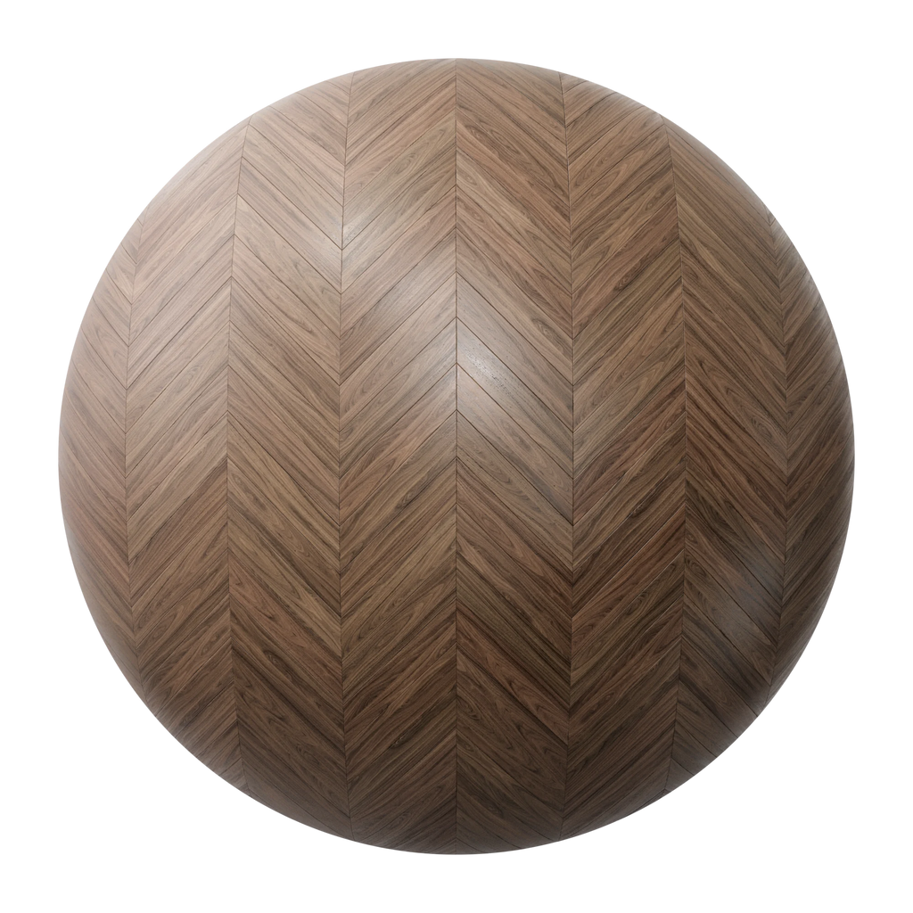 Natural Walnut Chevron Parquet Wood Floor PBR Texture - Sphere Swatch Preview | Superellipse