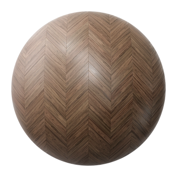 Natural Walnut Chevron Parquet Wood Floor PBR Texture - Sphere Swatch Preview | Superellipse