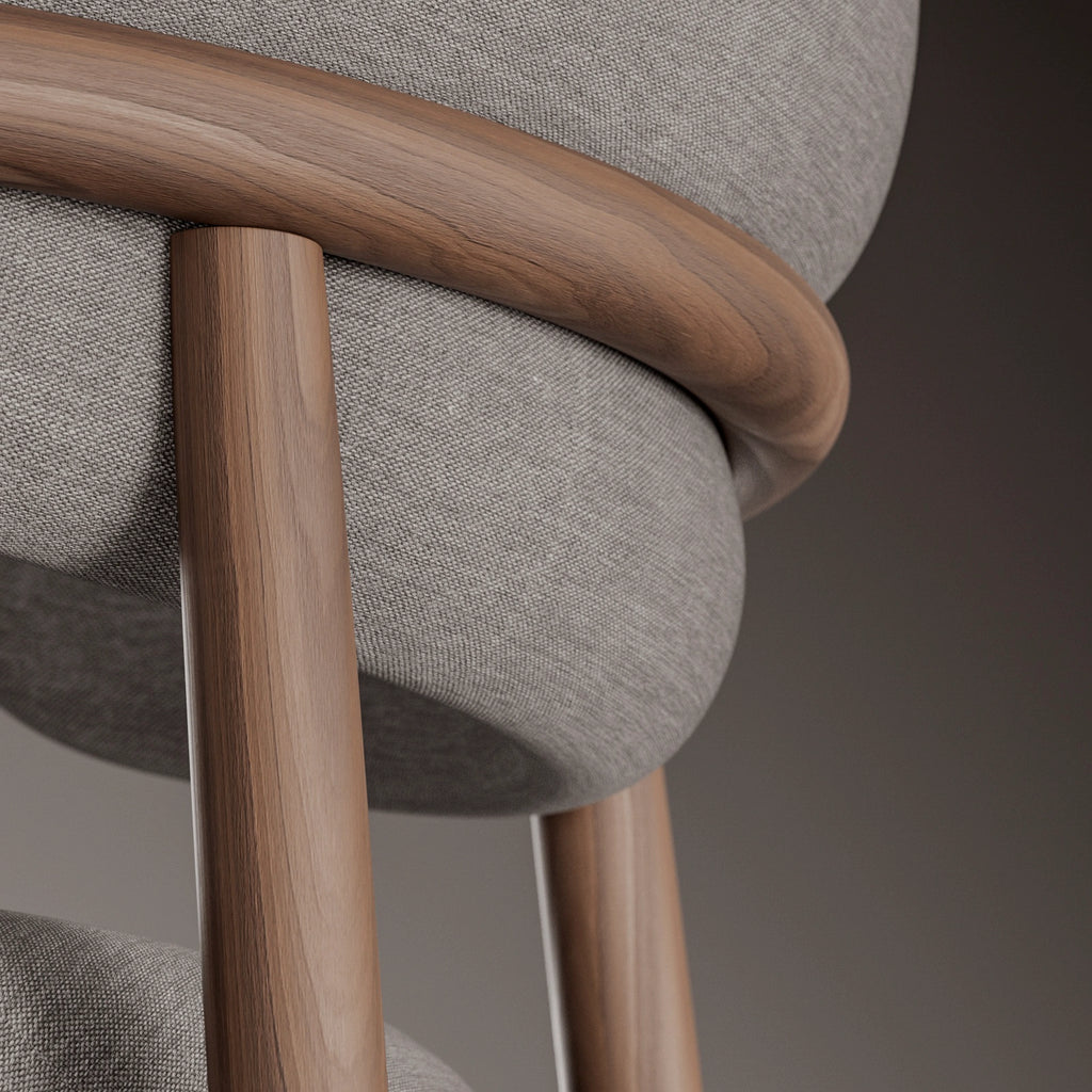 Walnut Crown Cut Veneer Natural Finish Wood PBR Texture - Example Scene Visualization | Superellipse