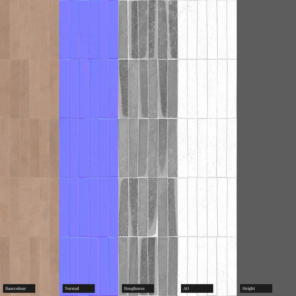 Terracotta Dusted Clay Slim Tiles PBR Texture - Example Scene Visualization | Superellipse