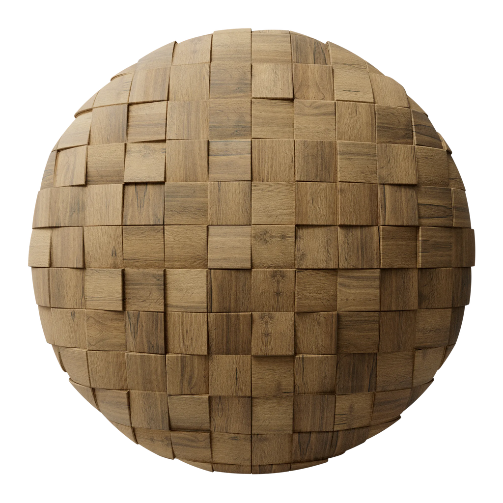 Bevelled Square Oak Wood Panel PBR Texture - Sphere Swatch Preview | Superellipse