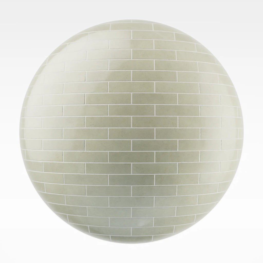 Zellige Light Sage Brickbond Tile PBR Texture - Sphere Swatch Preview | Superellipse