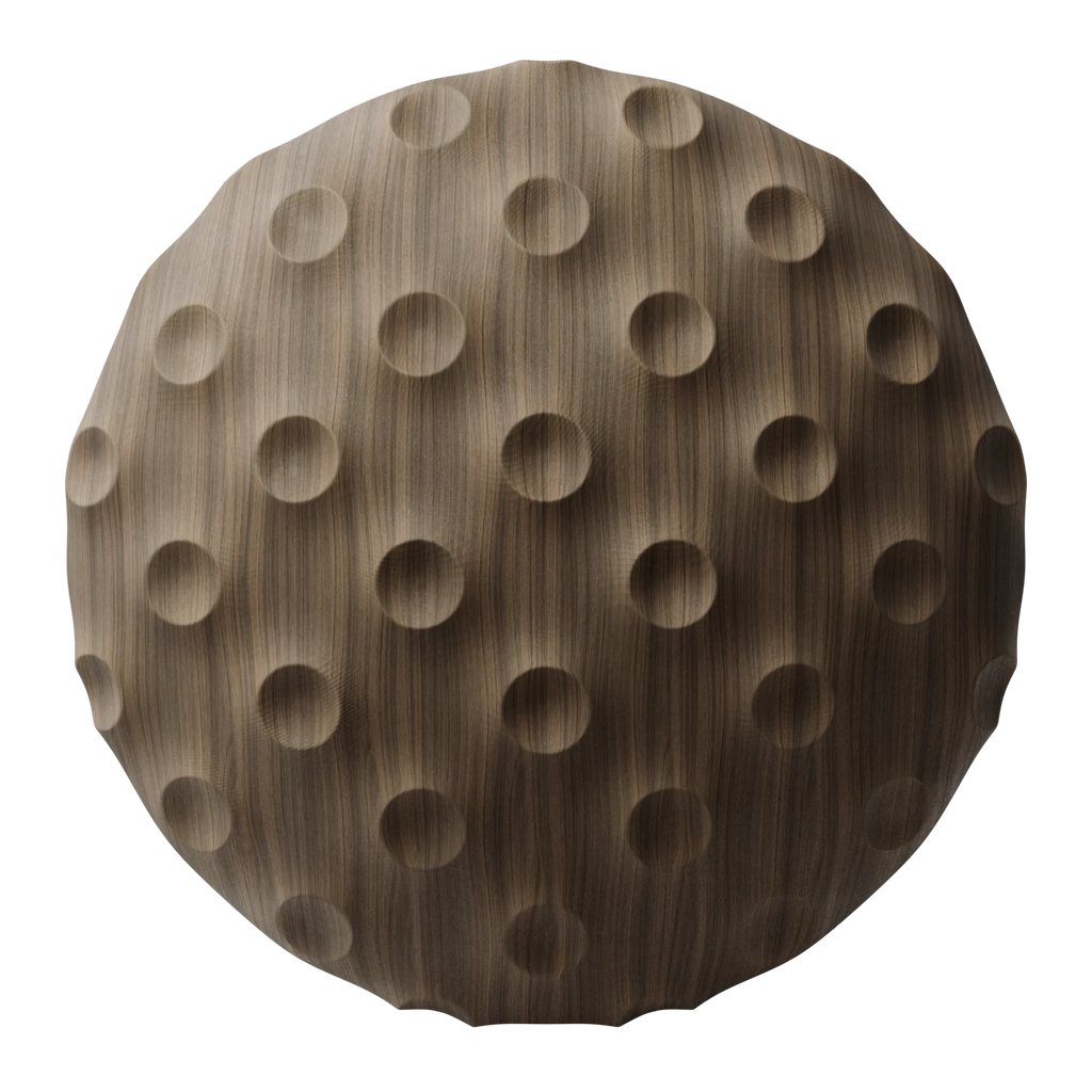 Milled Oak Wood Raised Geometry PBR Texture - Sphere Swatch Preview | Superellipse