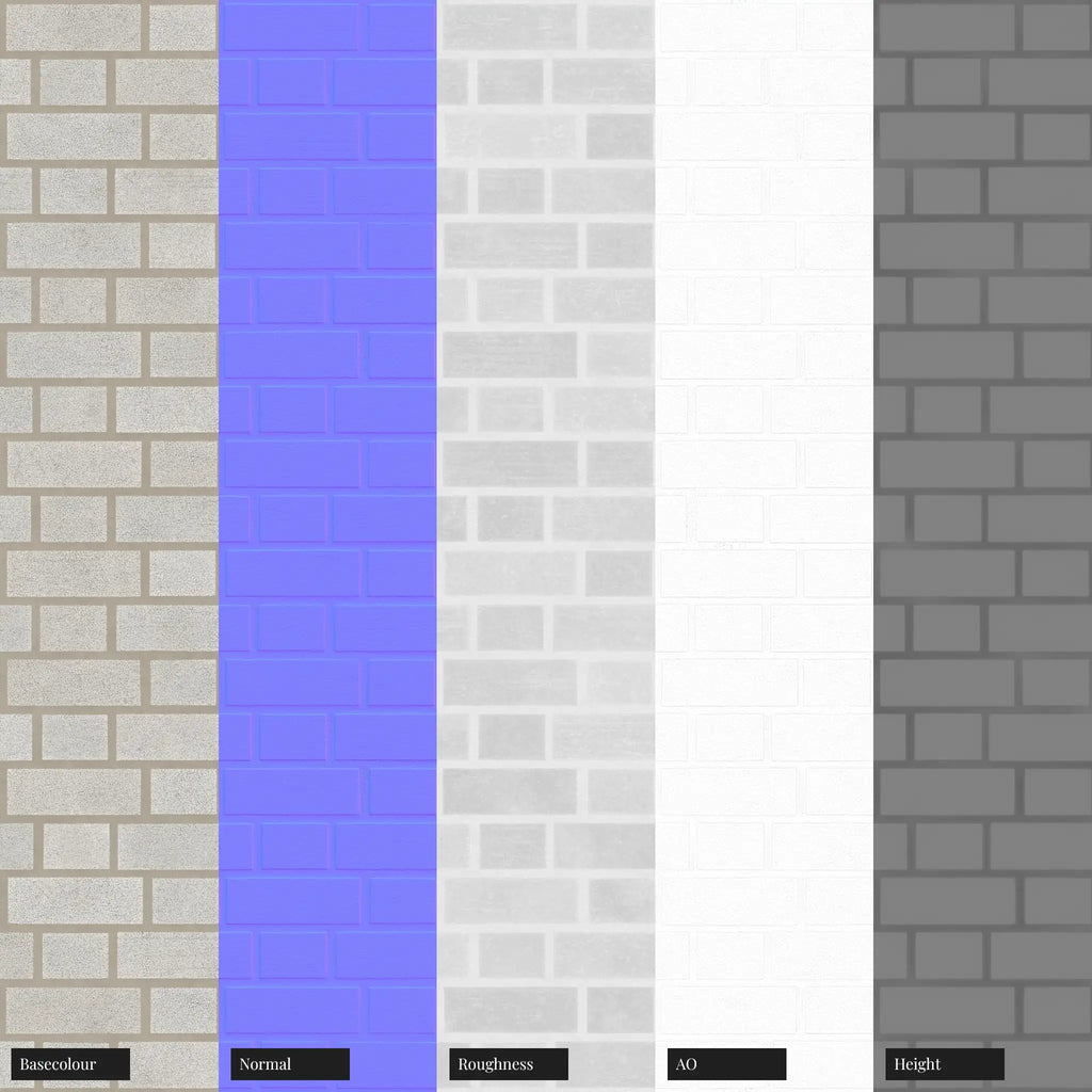 White Ash Specked Flemish Bond Brick PBR Texture - Example Scene Visualization | Superellipse