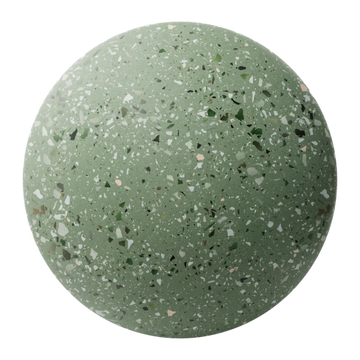 Green Ceramic Terrazzo Mixed Aggregates PBR Texture - Sphere Swatch Preview | Superellipse