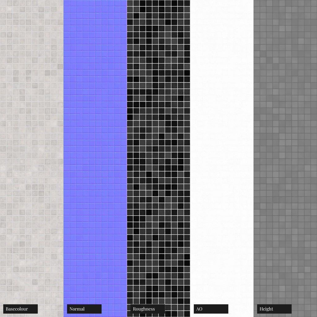 Zellige White Mosaic Tile PBR Texture - Example Scene Visualization | Superellipse