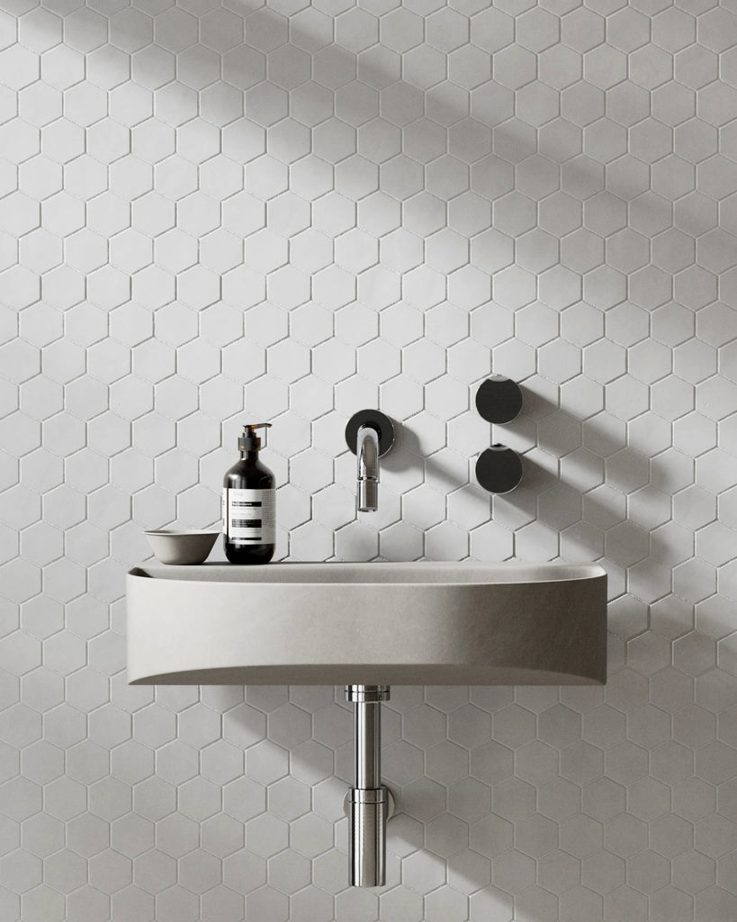 Zellige Pure White Hex Tile PBR Texture - Example Scene Visualization | Superellipse