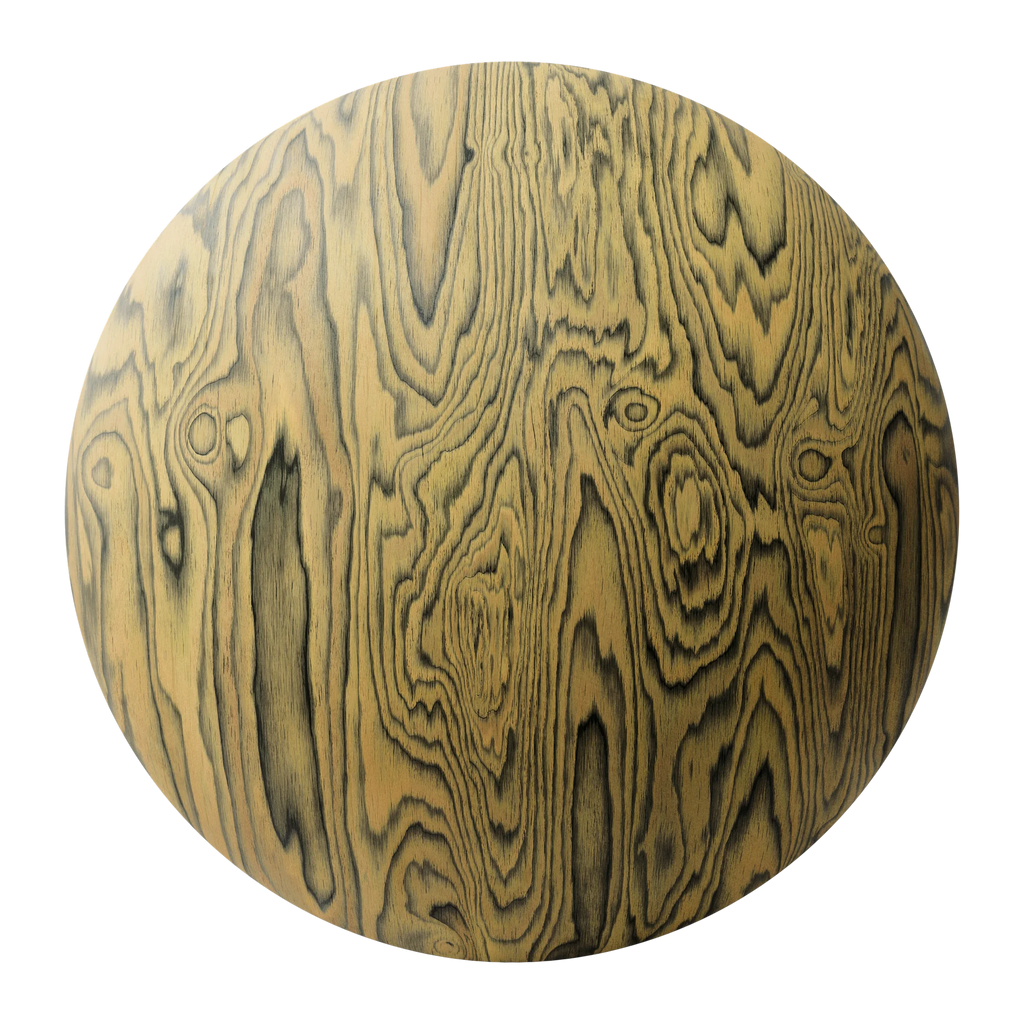 Sottsass Yellow Dyed Wood Veneer PBR Texture - Sphere Swatch Preview | Superellipse