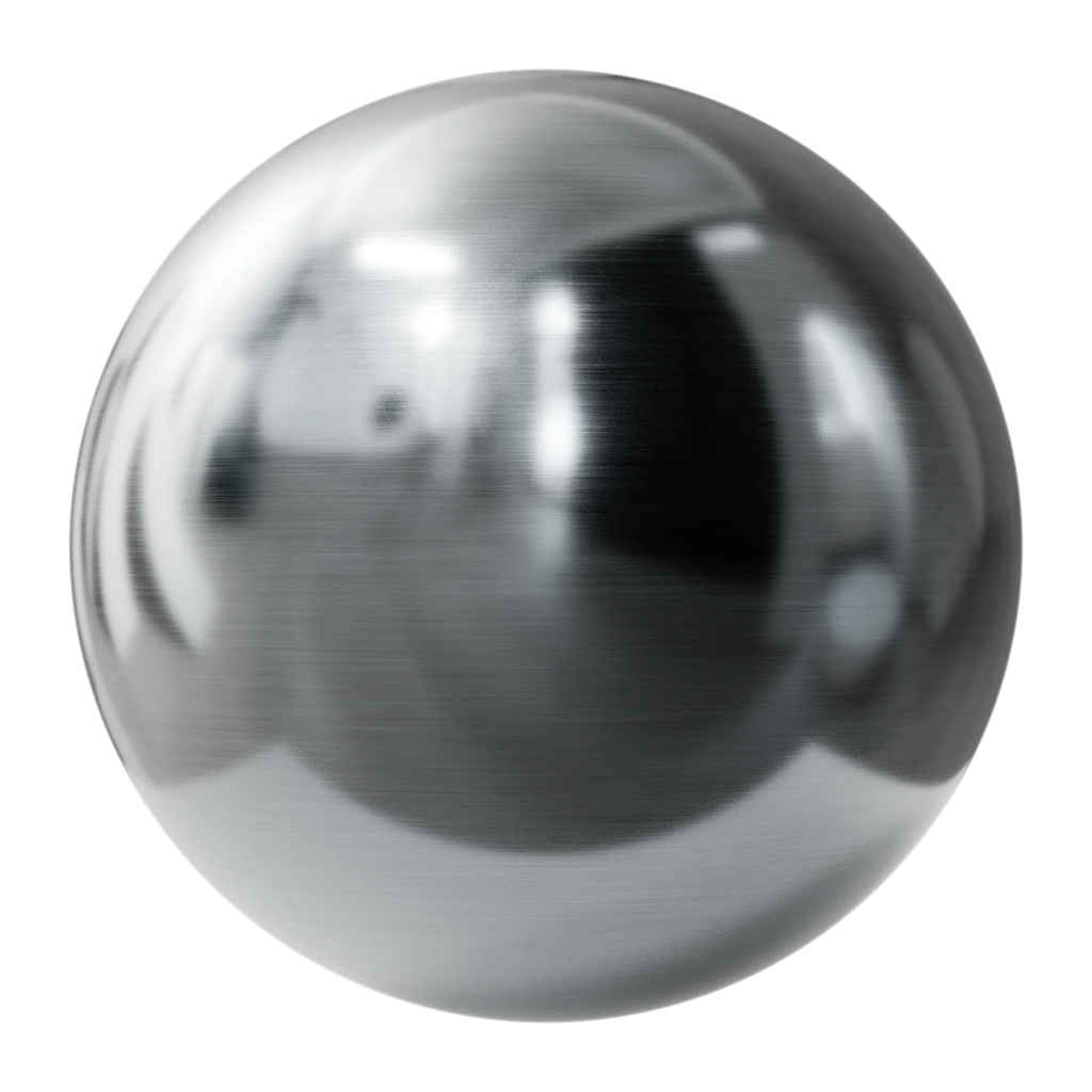 Fine Linear Brushed Chrome Metal PBR Texture - Sphere Swatch Preview | Superellipse