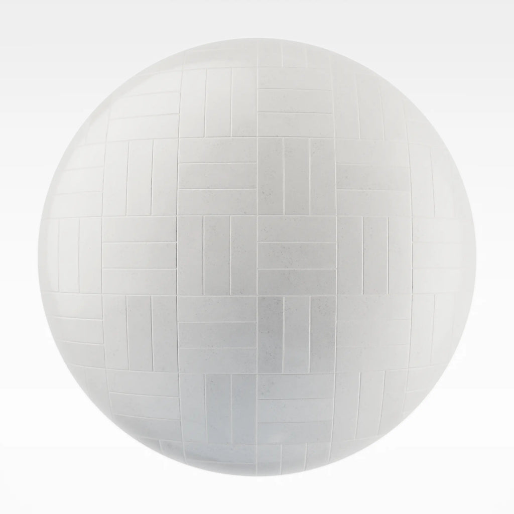 Zellige Ice White Basketweave Tile PBR Texture - Sphere Swatch Preview | Superellipse