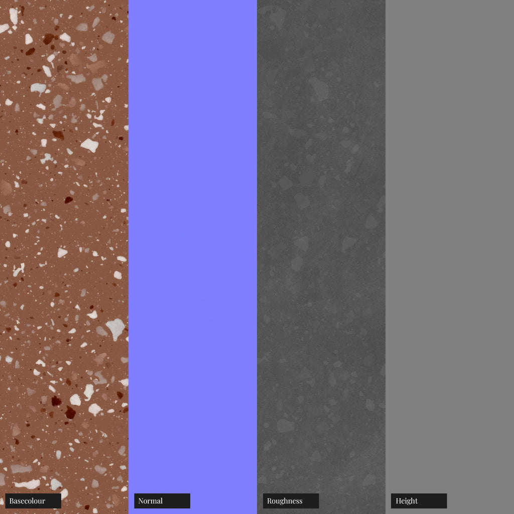 Sienna Terrazzo Plastic PBR Texture - Example Scene Visualization | Superellipse