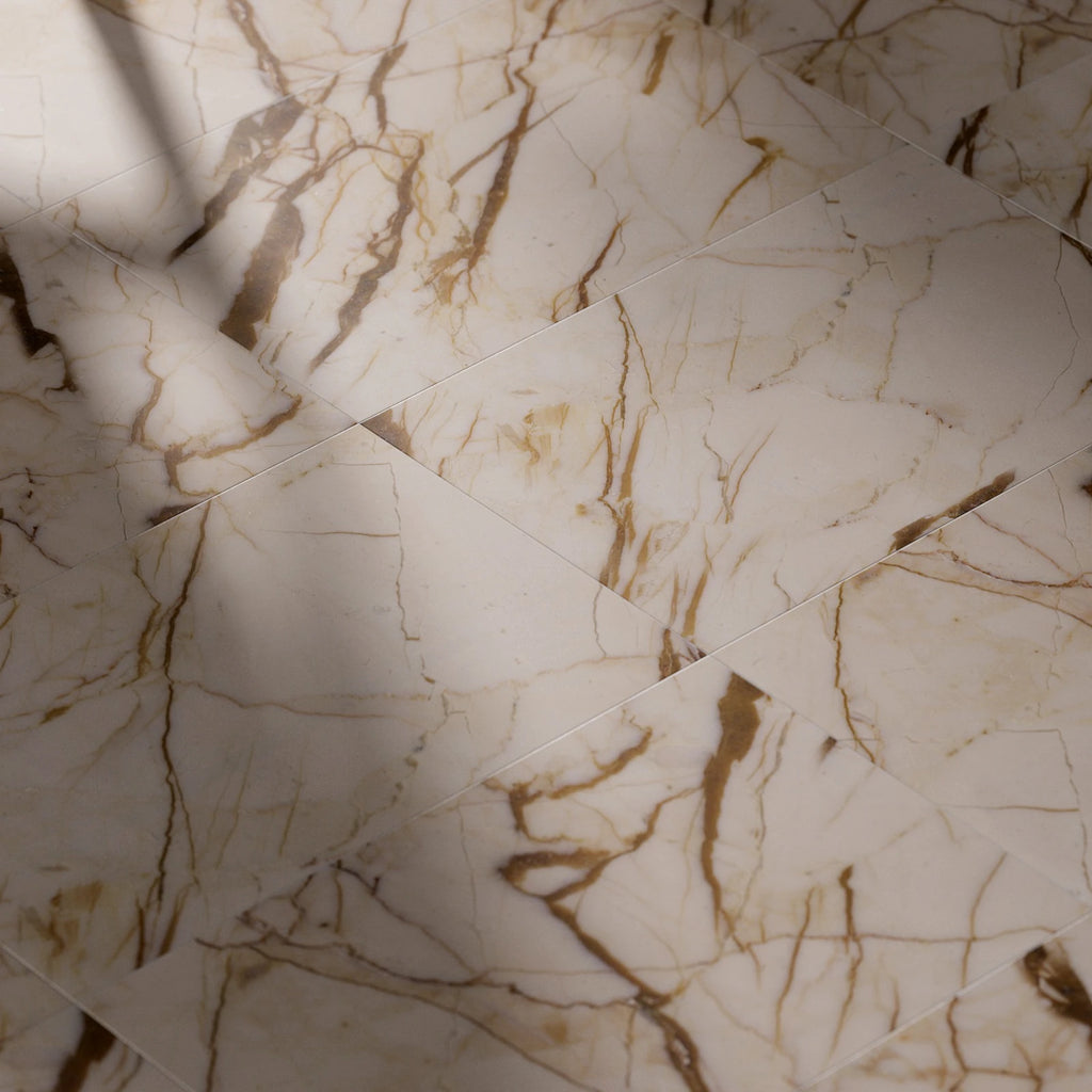 Sofita Beige Honed Marble Tiles PBR Texture - Example Scene Visualization | Superellipse