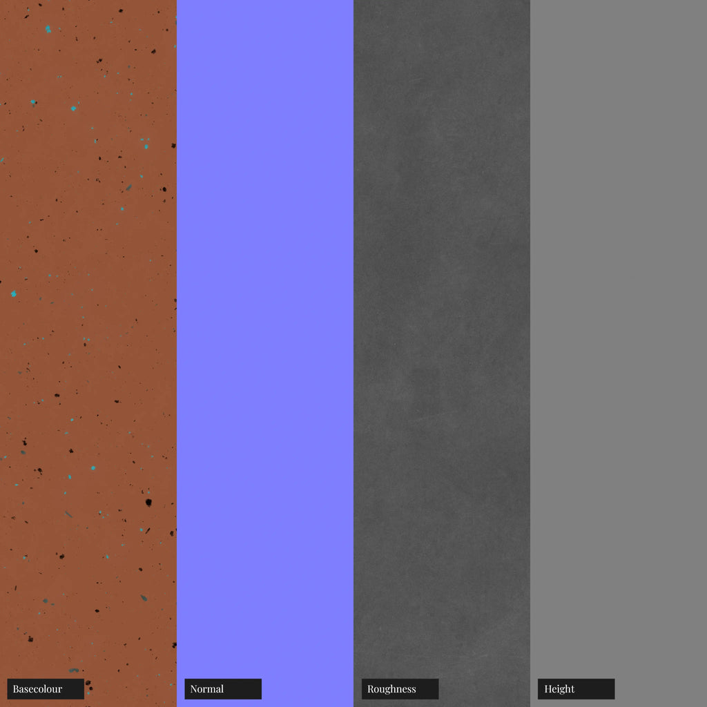 Burnt Sienna Terrazzo Plastic Small PBR Texture - Example Scene Visualization | Superellipse