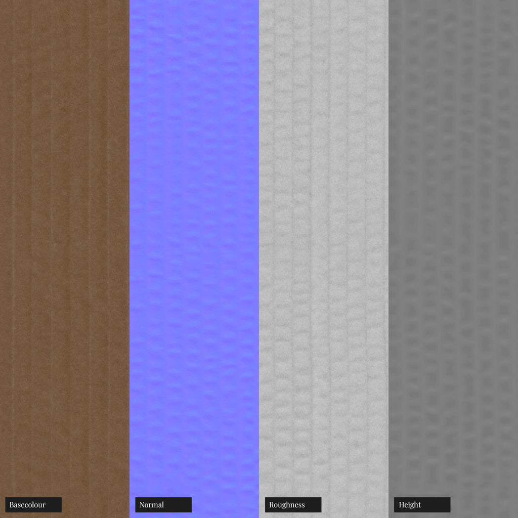 Raw Corrugated Carboard PBR Texture - Example Scene Visualization | Superellipse
