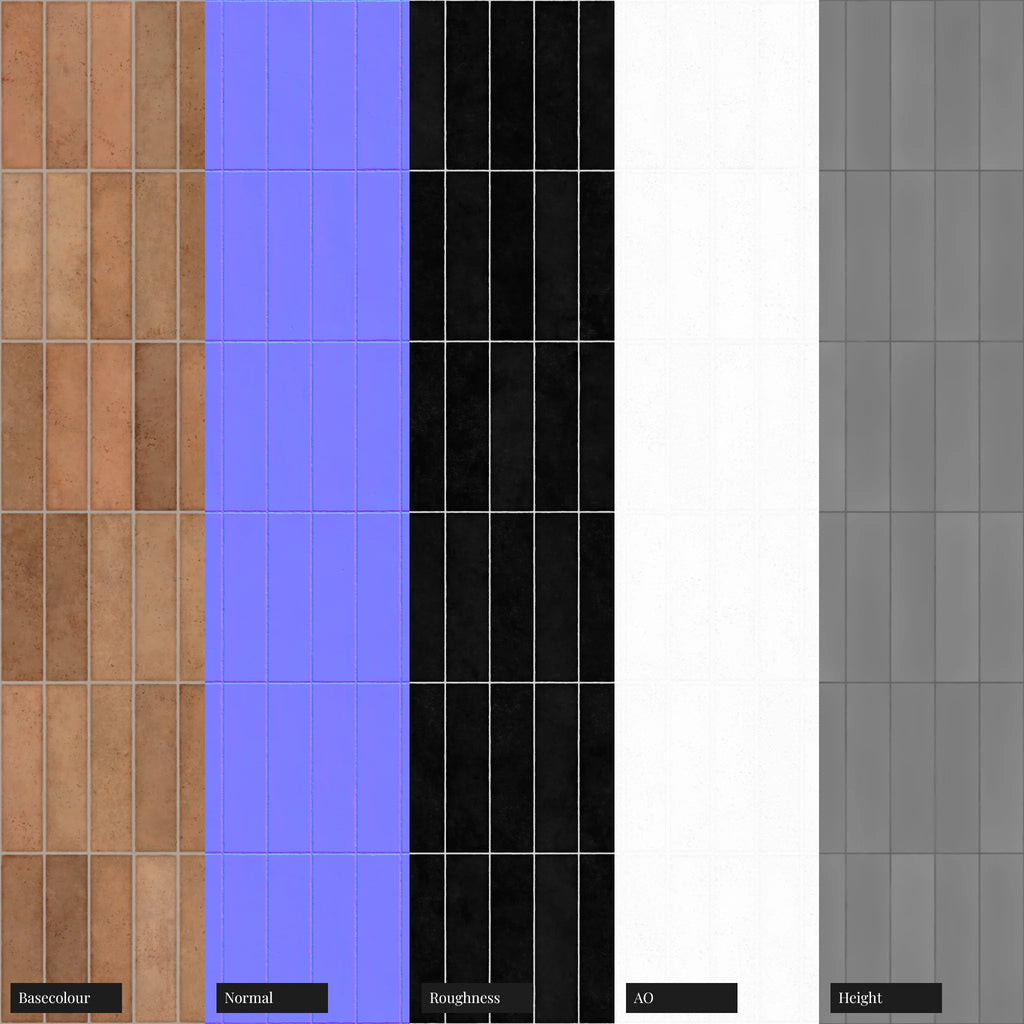 Hoxton Burnt Orange Stacked Tile PBR Texture - Example Scene Visualization | Superellipse