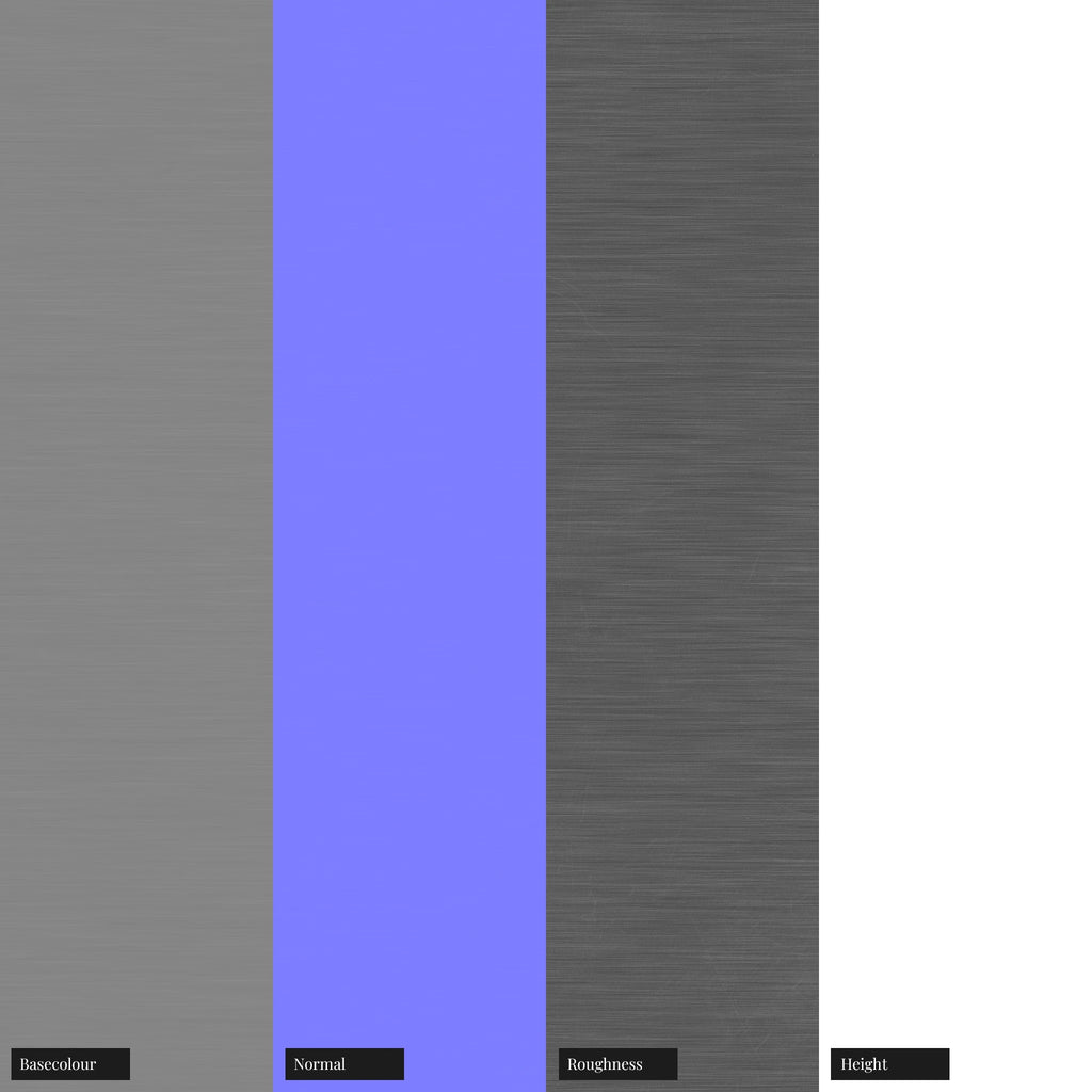 Buffed Linear Brushed Steel Metal PBR Texture - Example Scene Visualization | Superellipse