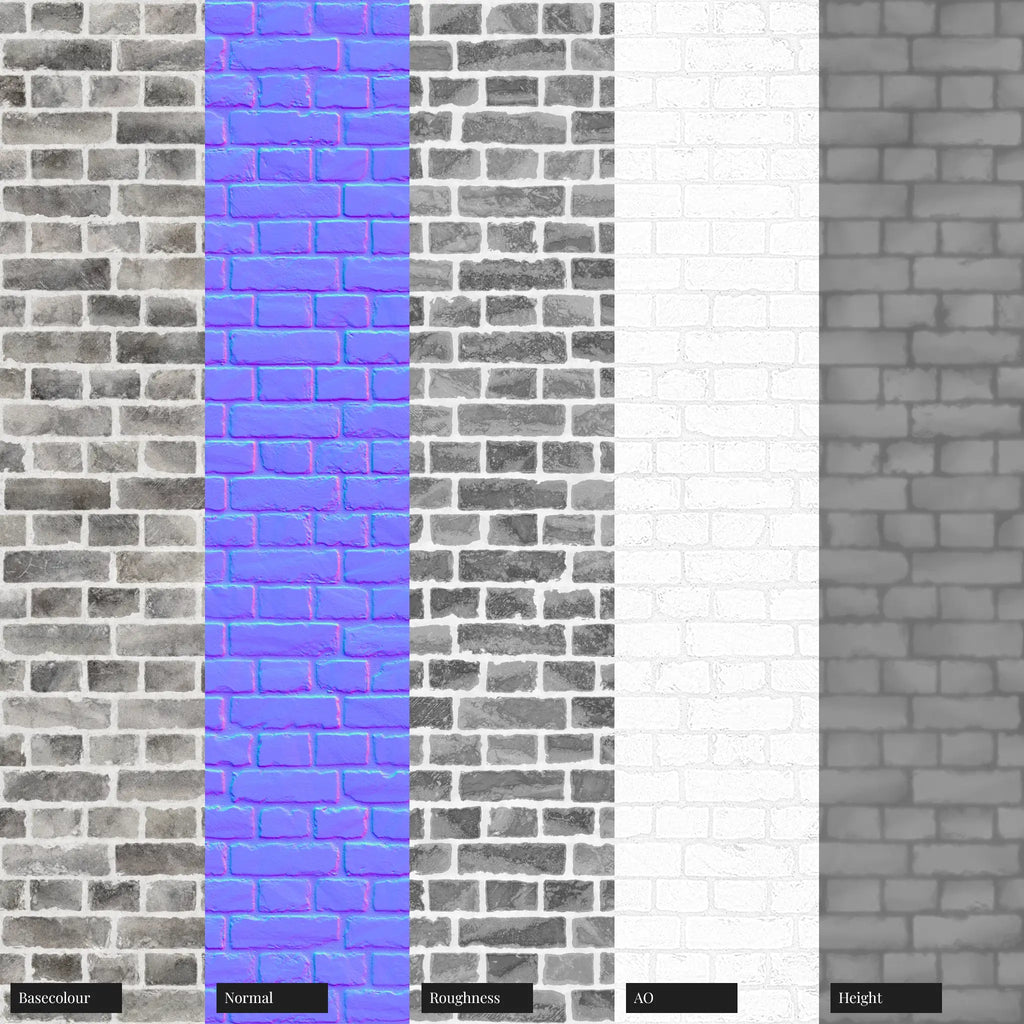 Weathered Ash Grey Brick English Bond PBR Texture - Example Scene Visualization | Superellipse