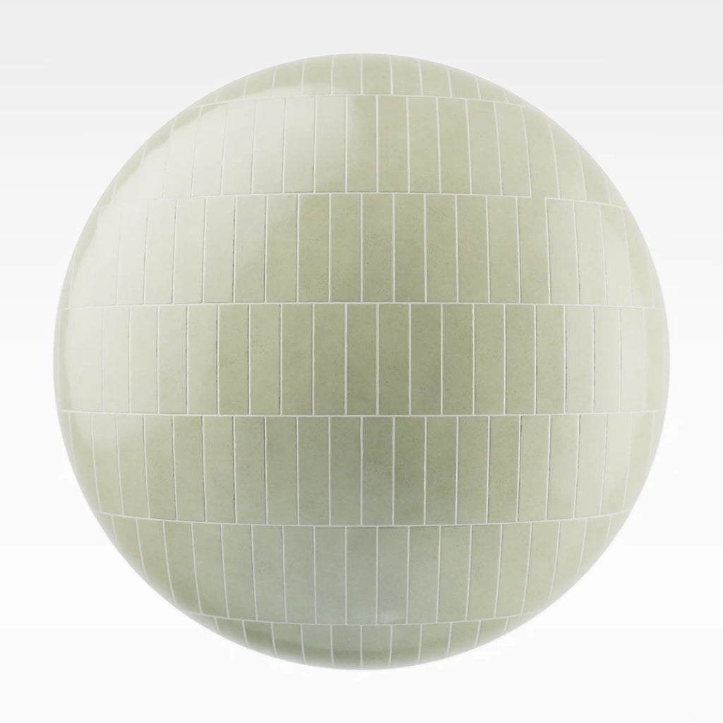 Zellige Khaki Green Offset Tile PBR Texture - Sphere Swatch Preview | Superellipse