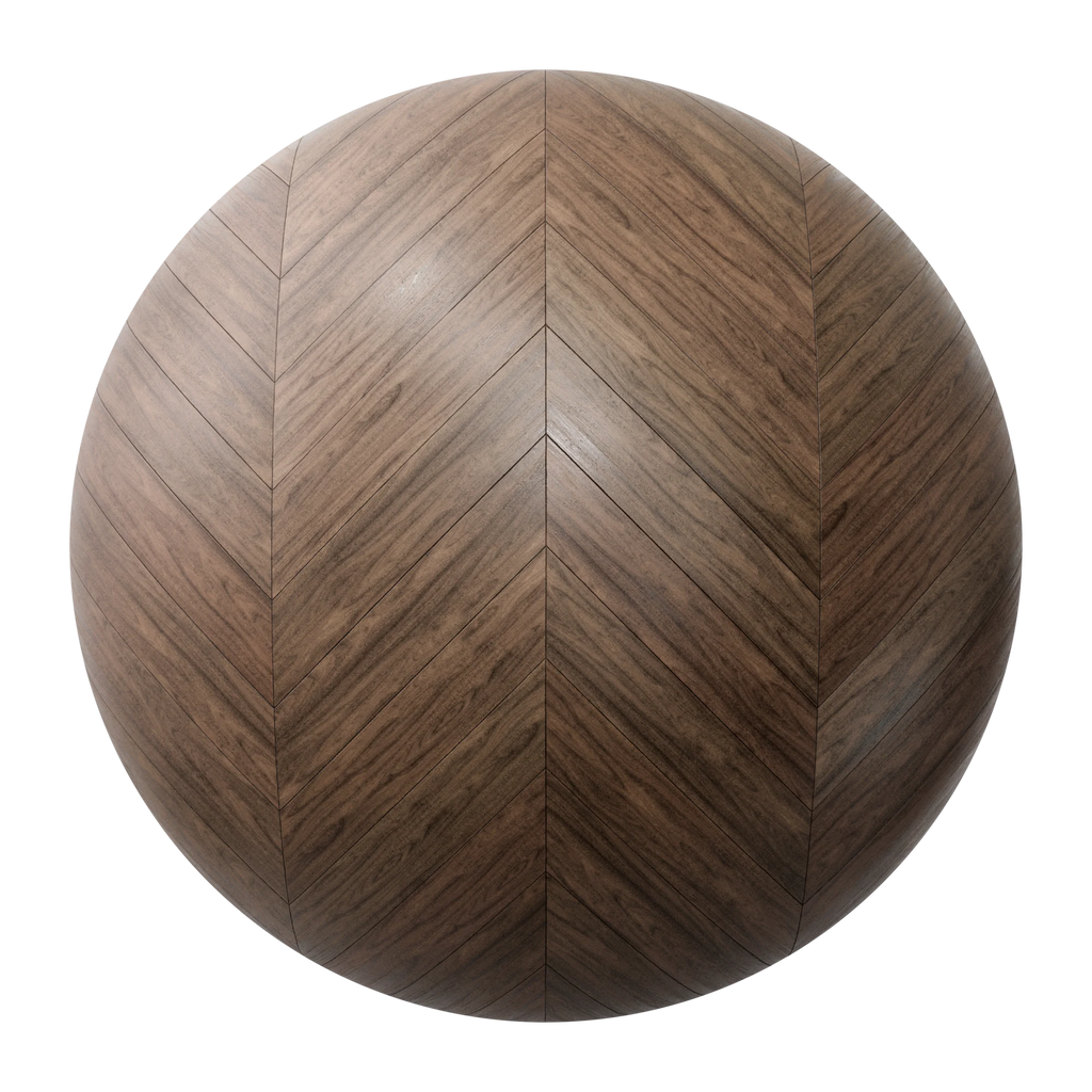 Natural Walnut Chevron Wood Floor PBR Texture - Sphere Swatch Preview | Superellipse