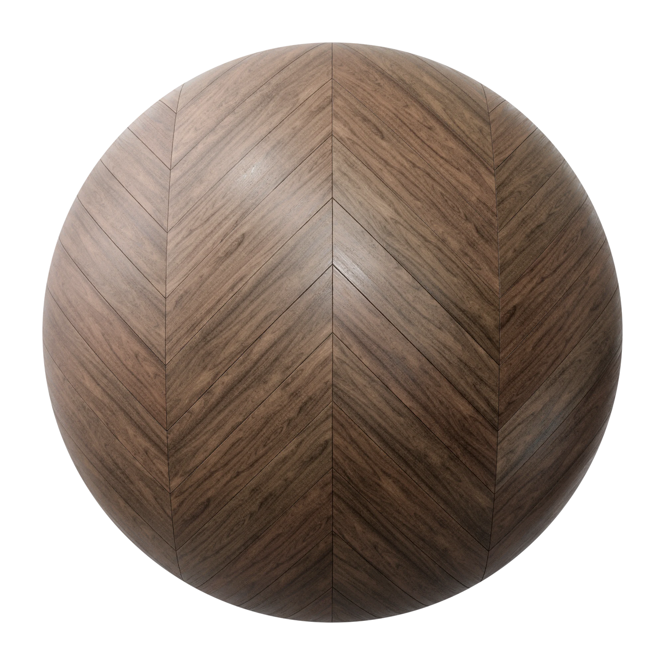 Natural Walnut Chevron Wood Floor PBR Texture - Sphere Swatch Preview | Superellipse