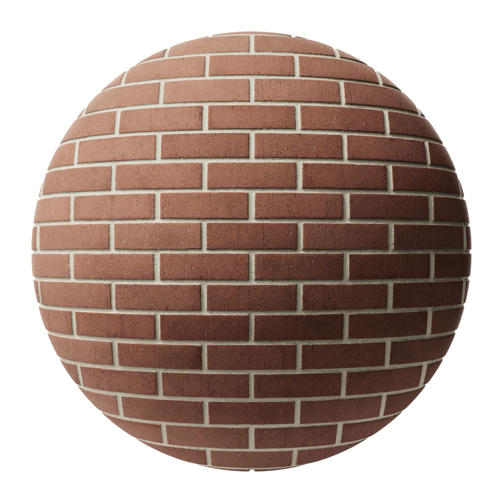 Forterra Dragfaced Red Brick Running Bond PBR Texture - Sphere Swatch Preview | Superellipse