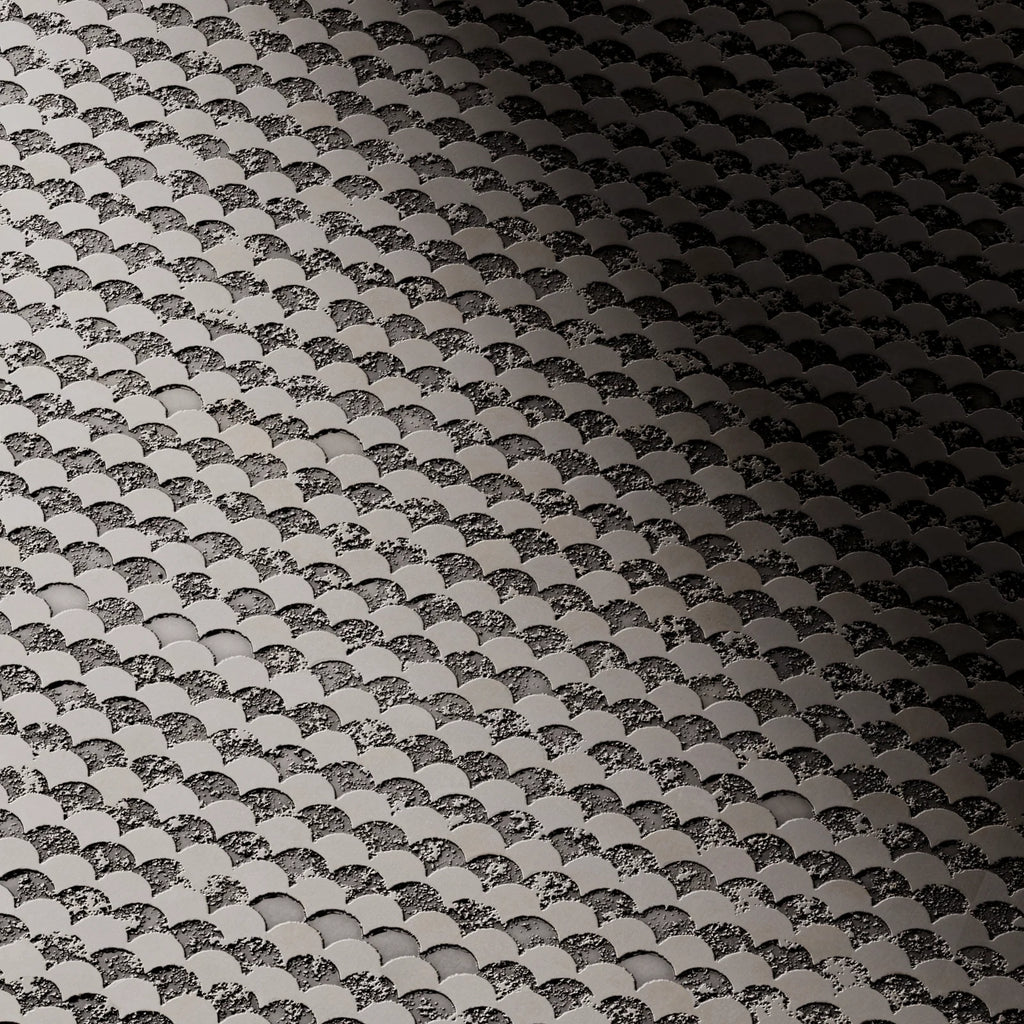 Oxidised Scallop 3D Stainless Steel Panel PBR Texture - Example Scene Visualization | Superellipse