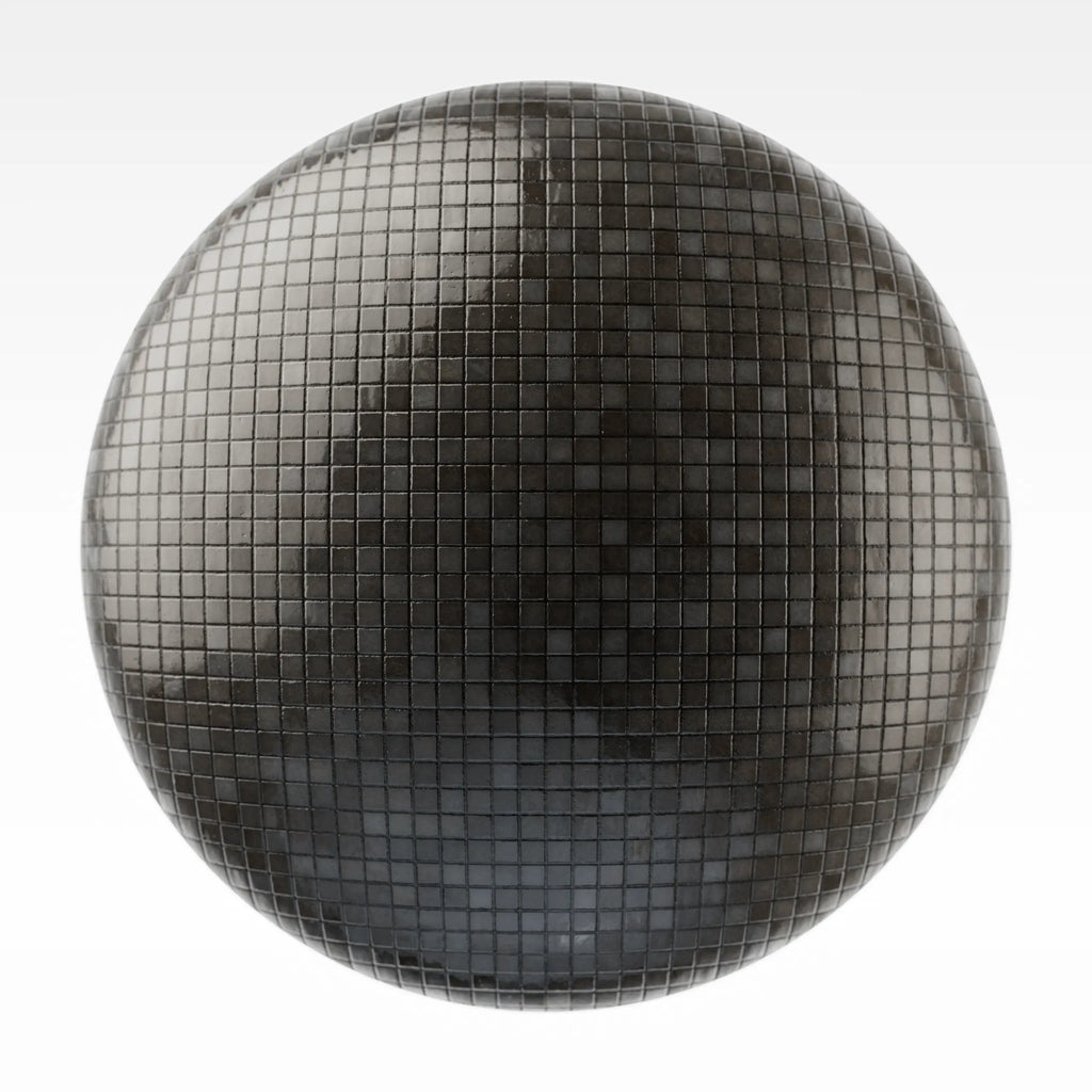 Zellige Midnight Mosaic Tile PBR Texture - Sphere Swatch Preview | Superellipse