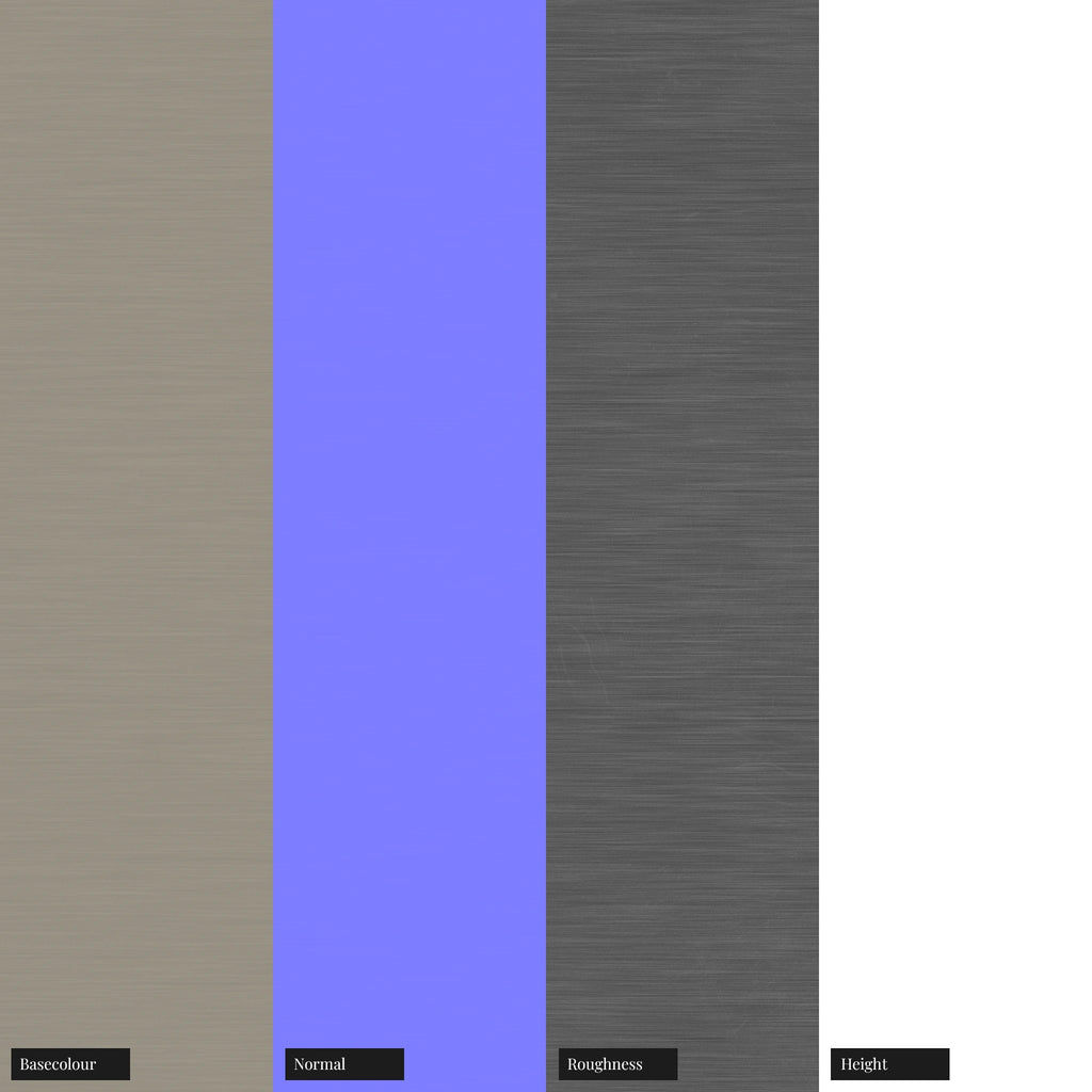 Buffed Linear Brushed Nickel Metal PBR Texture - Example Scene Visualization | Superellipse