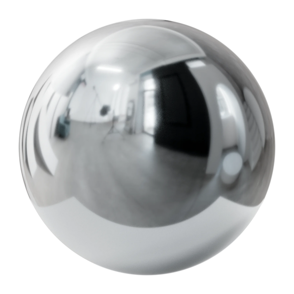 Polished Chrome Metal PBR Texture - Sphere Swatch Preview | Superellipse