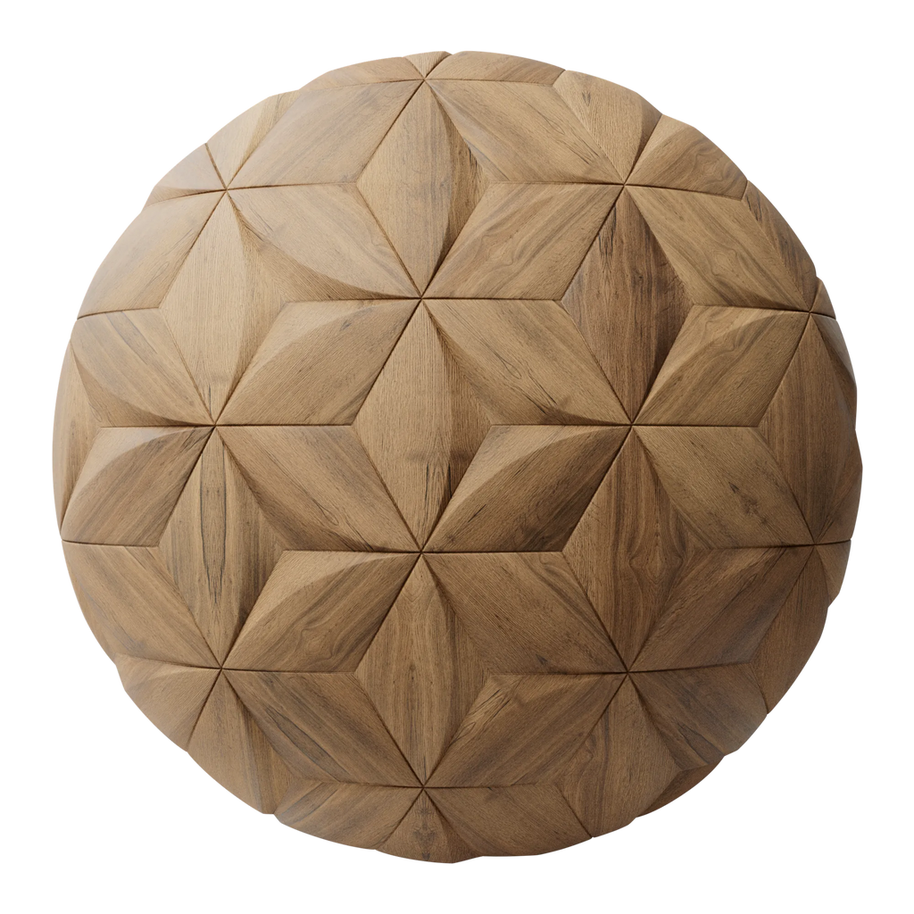 Large Arched Rhombus Oak Wood Panel PBR Texture - Sphere Swatch Preview | Superellipse