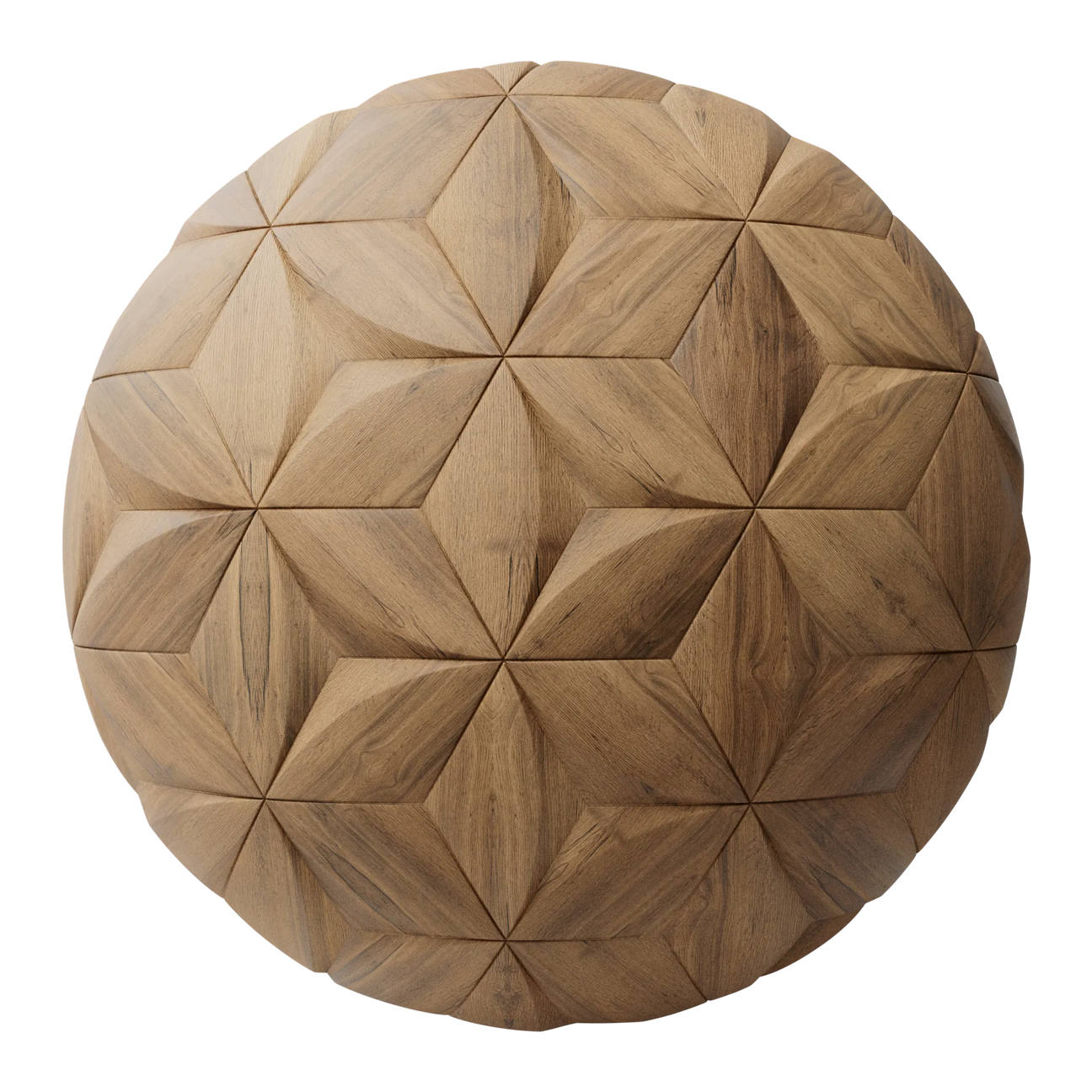 Large Arched Rhombus Oak Wood Panel PBR Texture - Sphere Swatch Preview | Superellipse