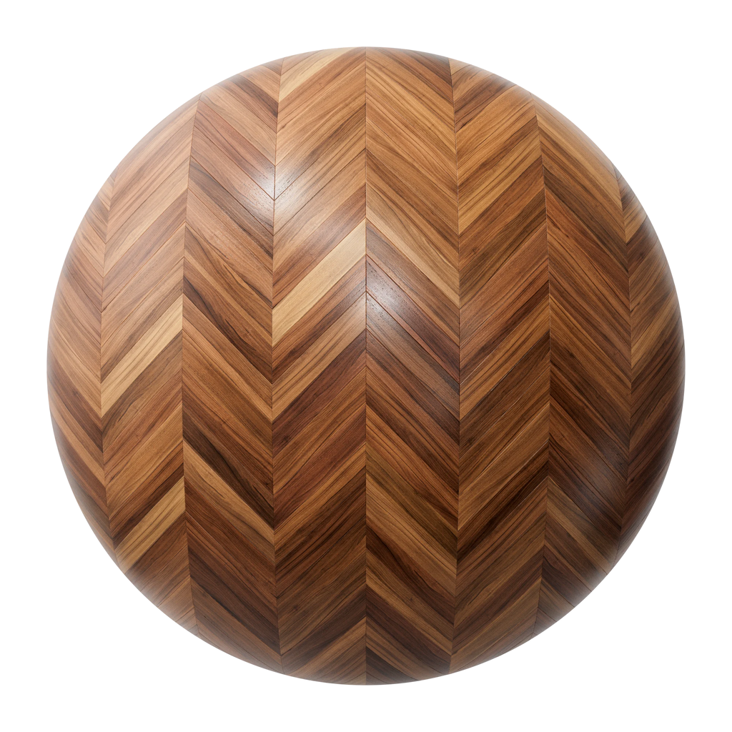 Brazilian Teak Chevron Parquet Wood Floor PBR Texture - Sphere Swatch Preview | Superellipse
