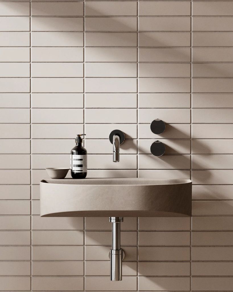 Stacked Matte Soft Beige Tile PBR Texture - Example Scene Visualization | Superellipse