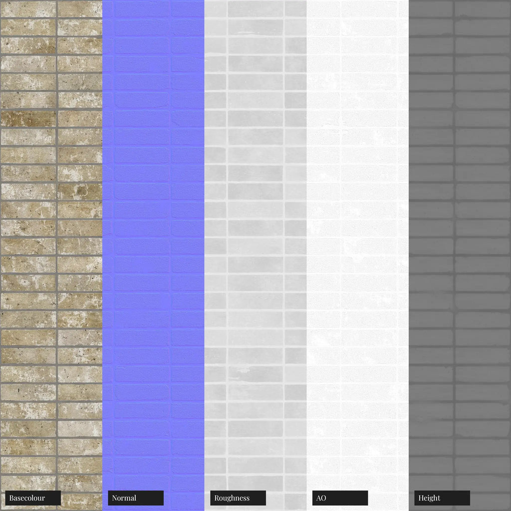 Rustic Cottage Stack Bond Buff Brick PBR Texture - Example Scene Visualization | Superellipse