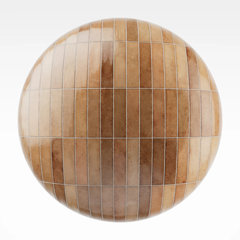 Hoxton Burnt Orange Stacked Tile PBR Texture - Sphere Swatch Preview | Superellipse