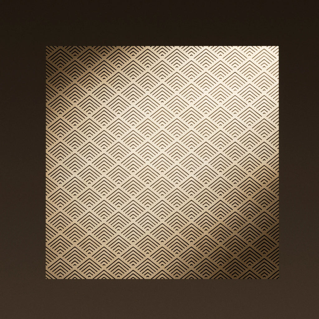 Etched Brass Panel Art Deco PBR Texture - Example Scene Visualization | Superellipse